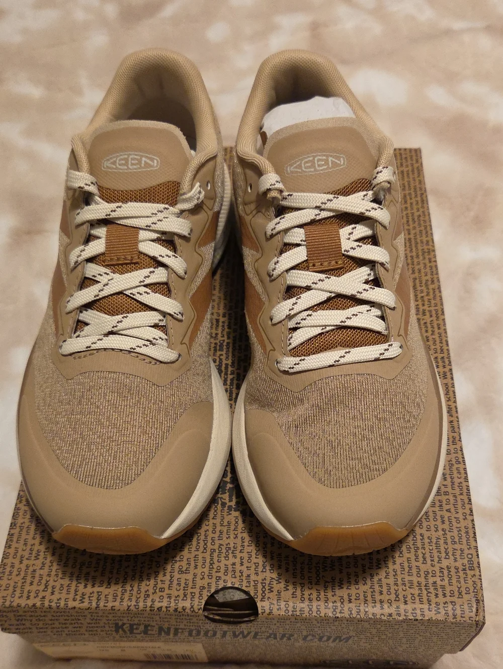 Keen Women's Tan and Cream Athletic Sneakers ( Chipmunk Cornstalk)